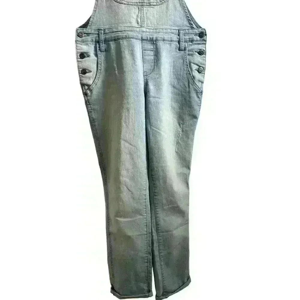 LEI LIGHT WASH DISTRESSED BIB OVERALLS SIZE M - Picture 7 of 13